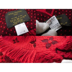 Louis Vuitton Scarf Echarpe Logo Mania Red Wool Silk 8C — view 3