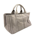 Prada Canapa Denim Canvas Light Gray Tote Silver — view 2