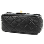 Chanel Chain Black Gold Lambskin Quilted Mini Single Flap Coco Ball Shoulder Bag — view 3