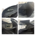 Prada Tessuto Triangle Logo Black Silver Nylon Shoulder Bag — view 7