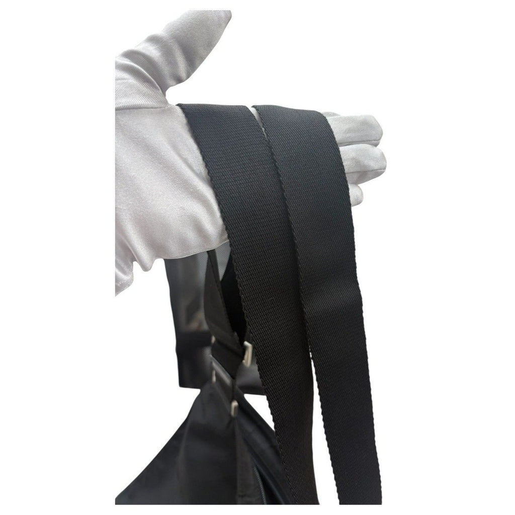 Prada Tessuto Triangle Logo Black Silver Nylon Shoulder Bag — view 9