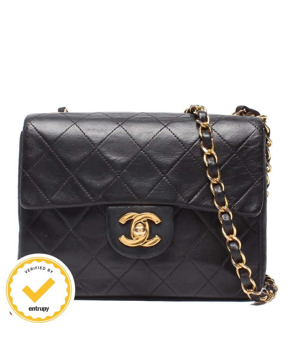 Chanel Chain Shoulder Bag Gold Lambskin Single Flap Mini Quilted