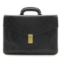 Chanel Bicolor CC Logo Business Briefcase Document Purse Handbag Leather Black