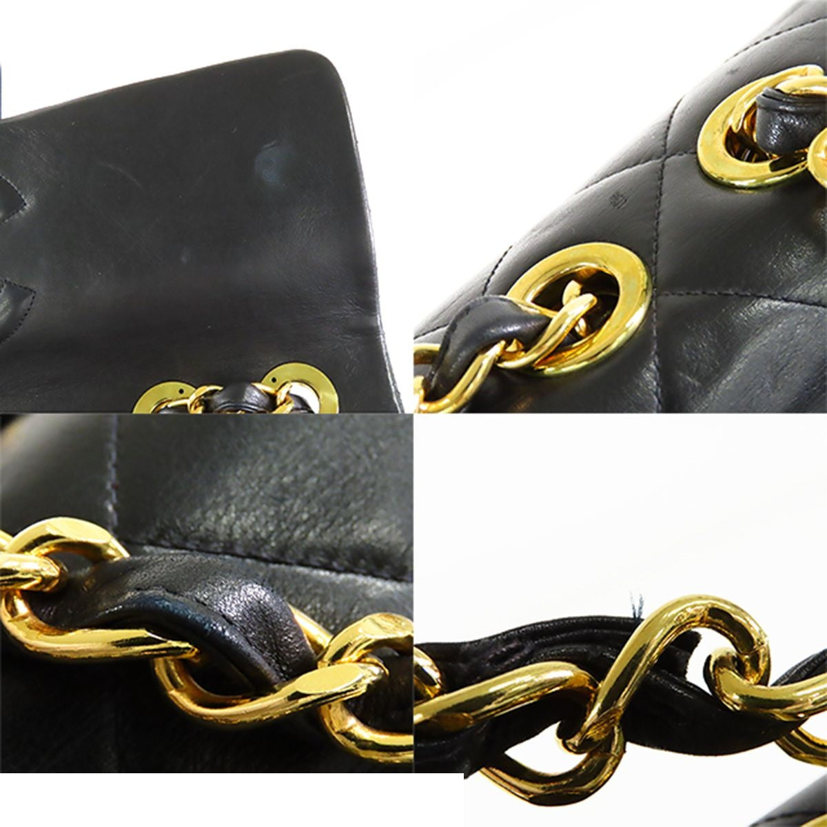 Chanel Single Flap Chain Black Gold Lambskin Maxi Quilted Shoulder Bag Vintage — view 7