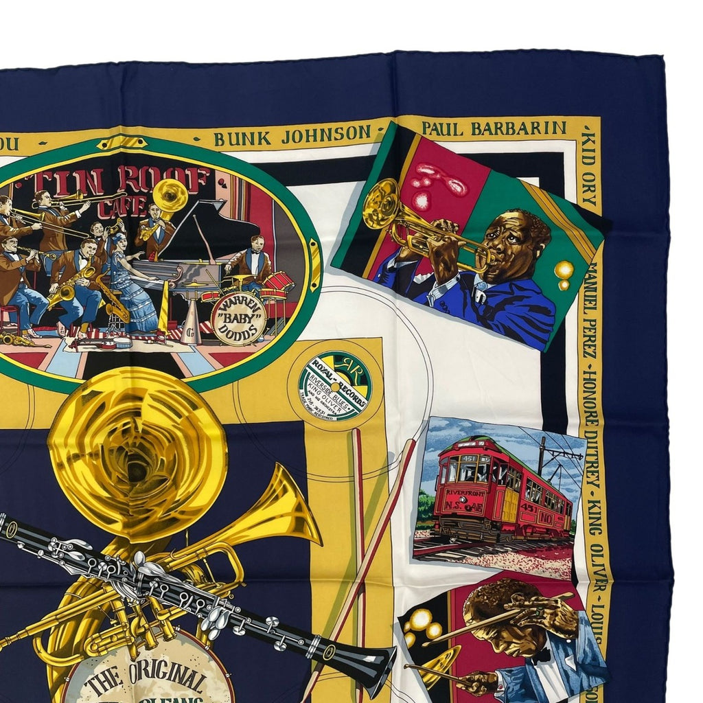 Hermes Scarf Silk Carre 90 the Original New Orleans Creole Jazz — view 3