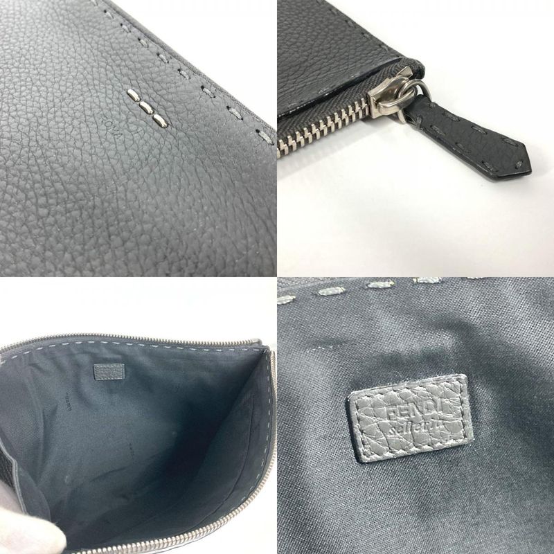 Fendi Clutch Bag Celeria Logo Leather Black — view 8