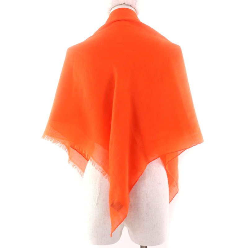Hermes Carre 110 Cashmere Silk-blend Jacquard Serie Fringed Scarf Orange — view 4