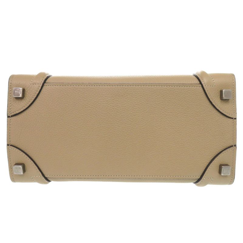 Celine Luggage Micro Shopper Leather Beige Handbag 1112 — view 4