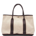 Hermes Garden Party PM Natural Brown Silver Toile Buffalo Tote Bag