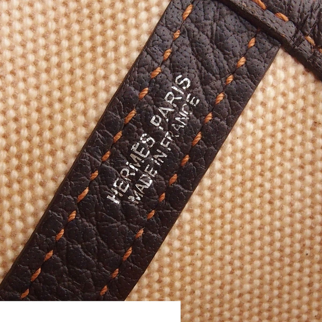 Hermes Garden Party PM Natural Brown Silver Toile Buffalo Tote Bag — view 6