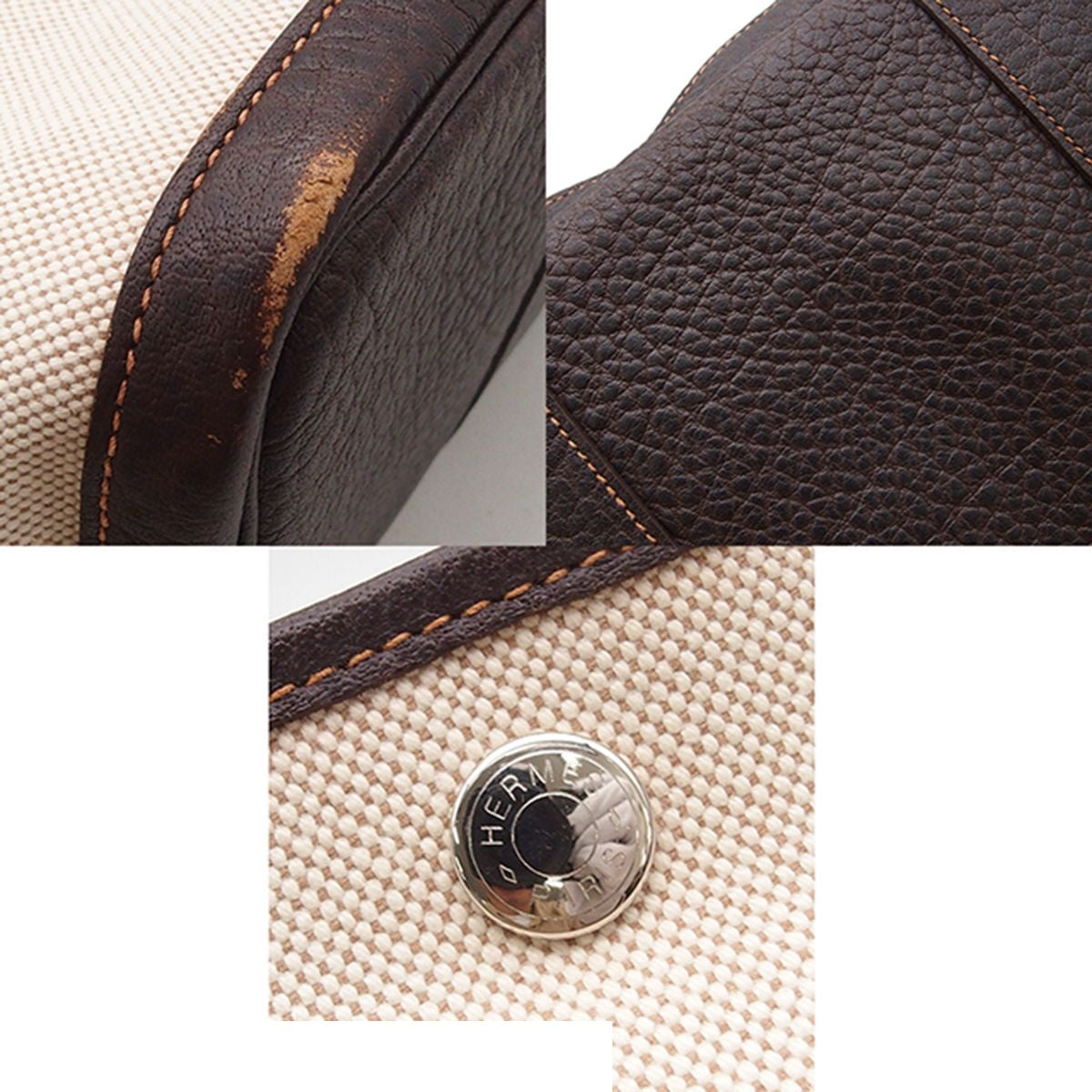 Hermes Garden Party PM Natural Brown Silver Toile Buffalo Tote Bag — view 8