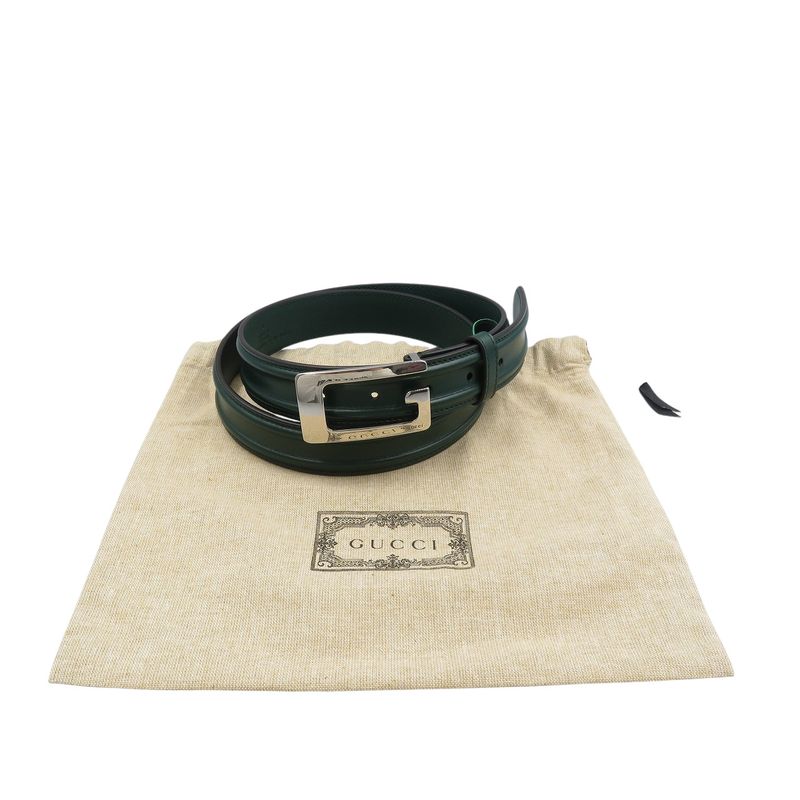 Gucci G Buckle Size 95 Leather Green Belt 0368 — view 3