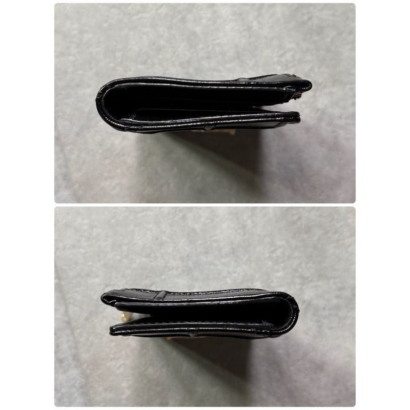 Christian Dior Ama Patent Leather Fold Wallet Card Case Coin Compact — view 2