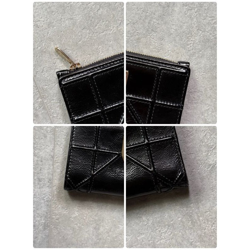 Christian Dior Ama Patent Leather Fold Wallet Card Case Coin Compact — view 3