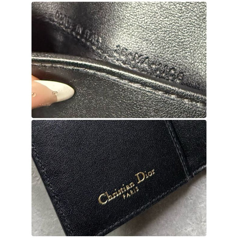 Christian Dior Ama Patent Leather Fold Wallet Card Case Coin Compact — view 4