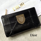 Christian Dior Ama Patent Leather Fold Wallet Card Case Coin Compact