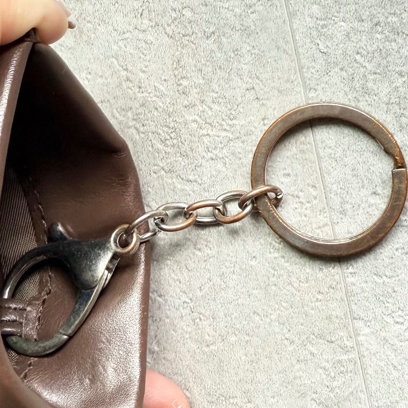 Chanel New Travel Line Coin Case Mini Pouch Ring Leather Canvas Brown — view 8