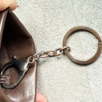 Chanel New Travel Line Coin Case Mini Pouch Ring Leather Canvas Brown — view 8