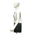Celine Vintage Macadam Blason Pattern Leather Shoulder Bag Black X Brown — view 2