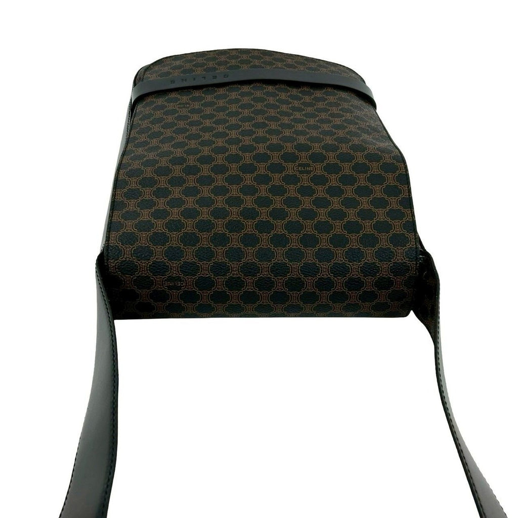 Celine Vintage Macadam Blason Pattern Leather Shoulder Bag Black X Brown — view 4