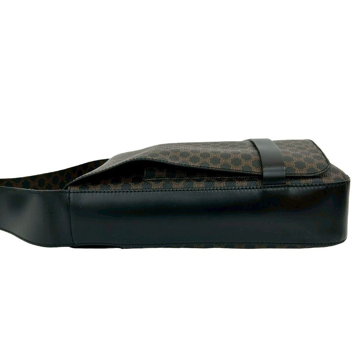 Celine Vintage Macadam Blason Pattern Leather Shoulder Bag Black X Brown — view 5
