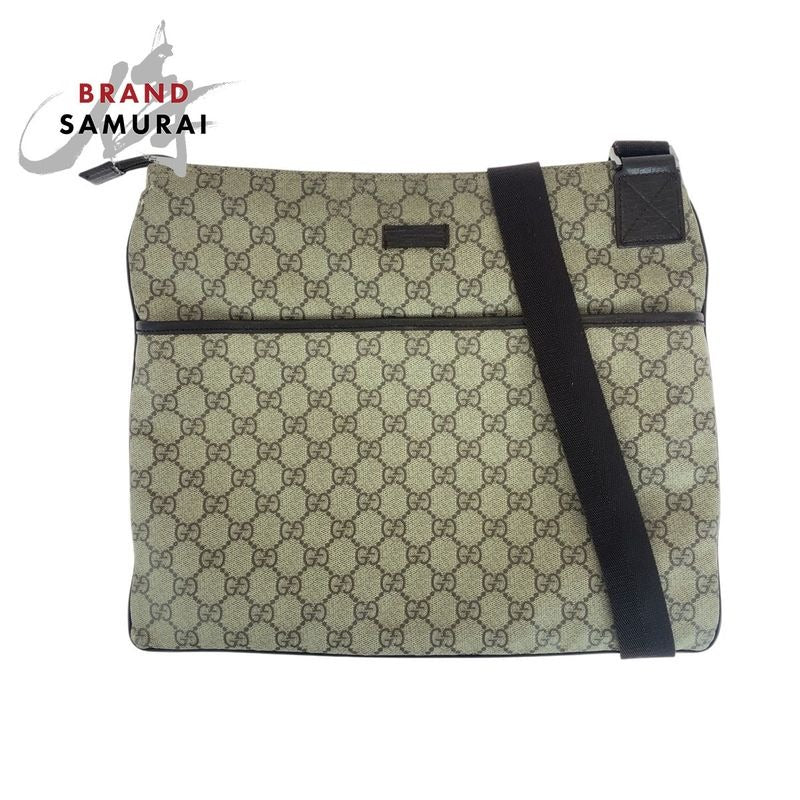 Gucci Gray Brown Silver Hardware GG Supreme Canvas Leather Shoulder Bag