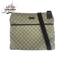 Gucci Gray Brown Silver Hardware GG Supreme Canvas Leather Shoulder Bag
