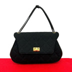 Chanel Logo Turnlock Quilted Cotton Leather