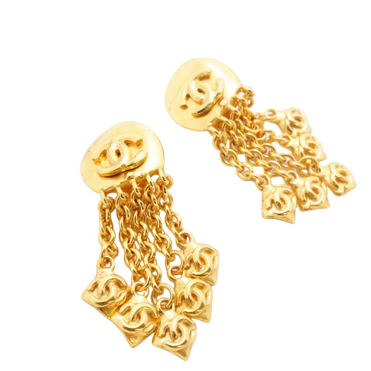 Chanel Earrings Vintage CC Logo Gold Plated — view 2
