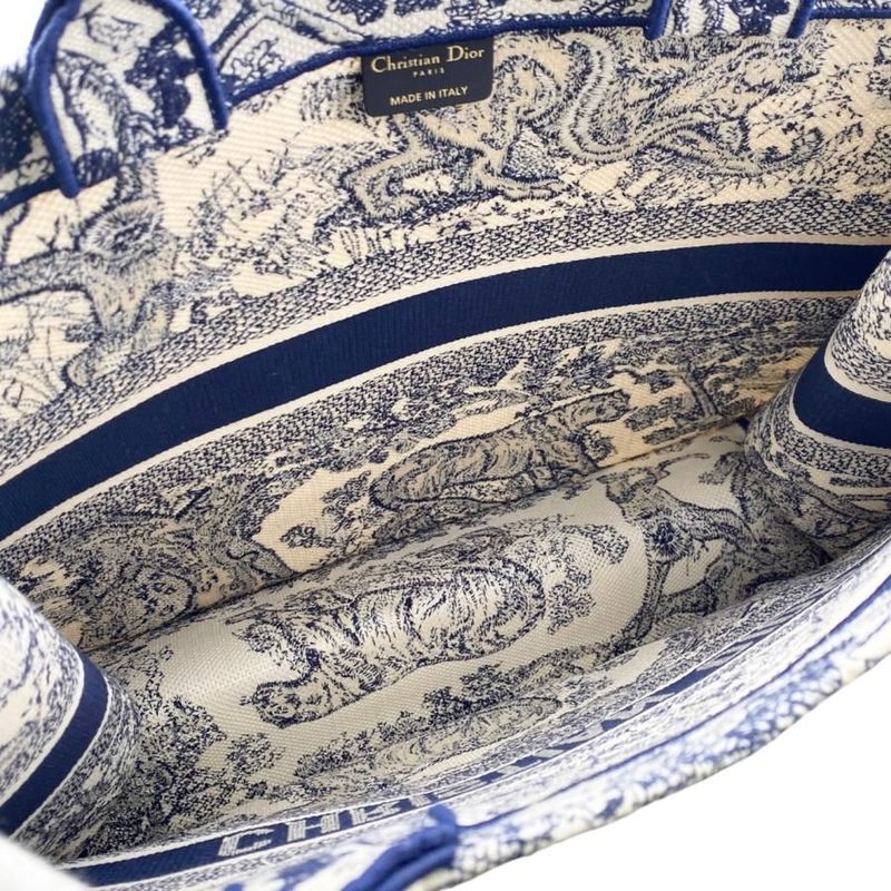 Christian Dior Tote Book Large M1286 Ztdt Toile de Jouy White Navy — view 6