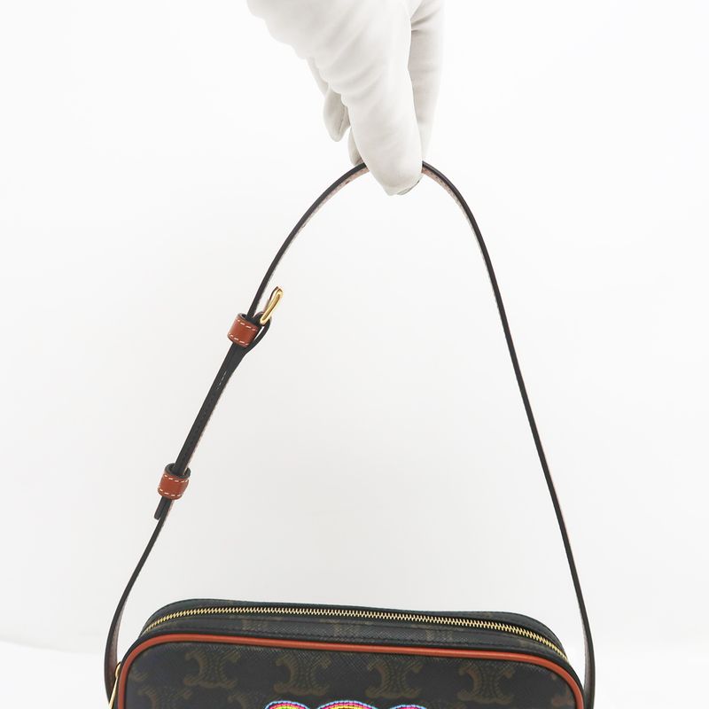 Celine Mini Camera Triomphe Shoulder Bag Pouch Brown Multicolor — view 6