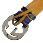 Gucci Belt Accessories Small Interlocking G Stripe Leather Canvas Navy — view 4