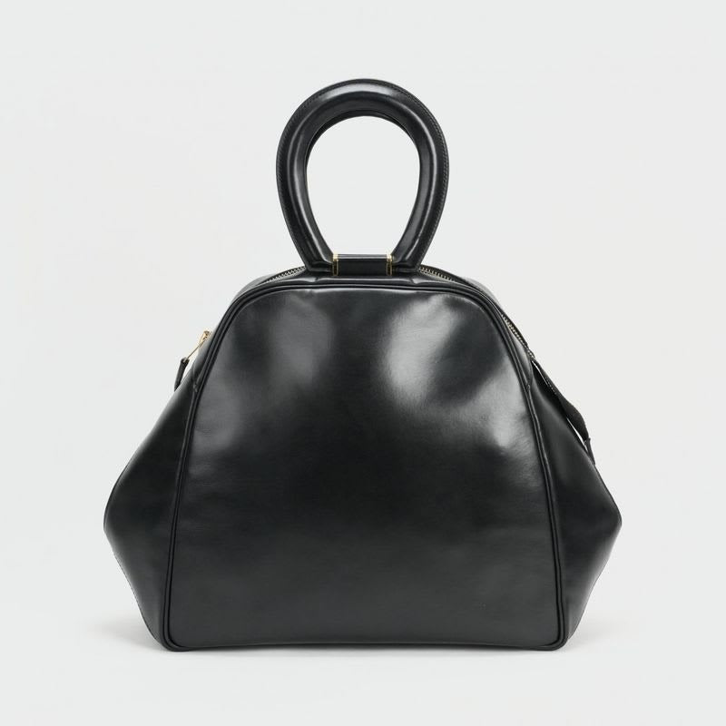 Hermes Bag Tote Box Calf Noir Black Gold Hardware Handbag Vintage Antique — view 2