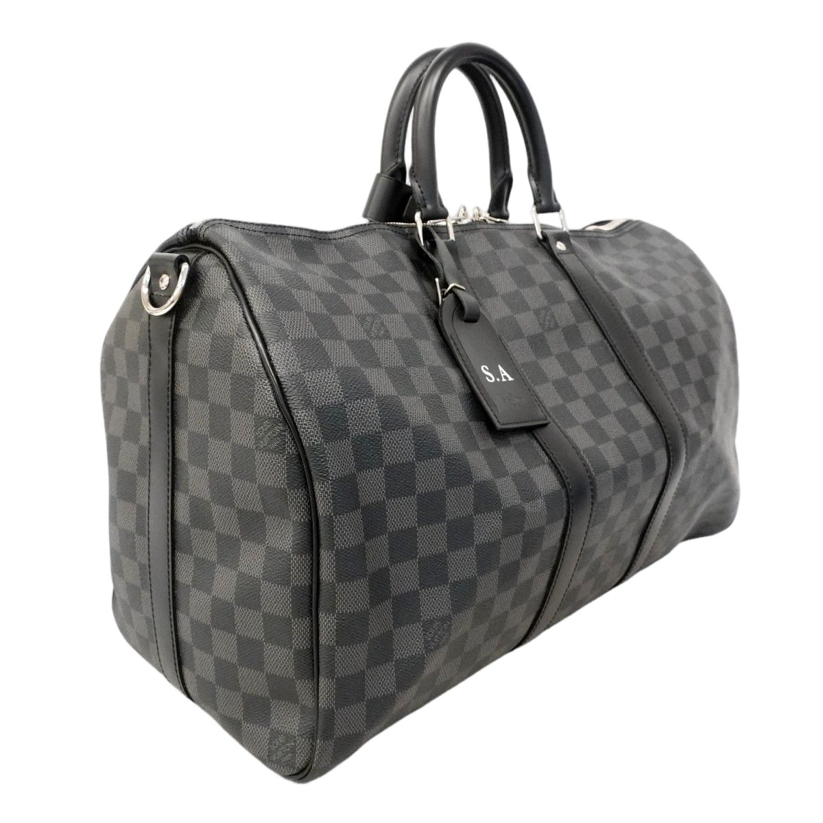 Louis Vuitton Boston Bag Damier Graphite Keepall Bandouliere 45 Black Gray — view 2