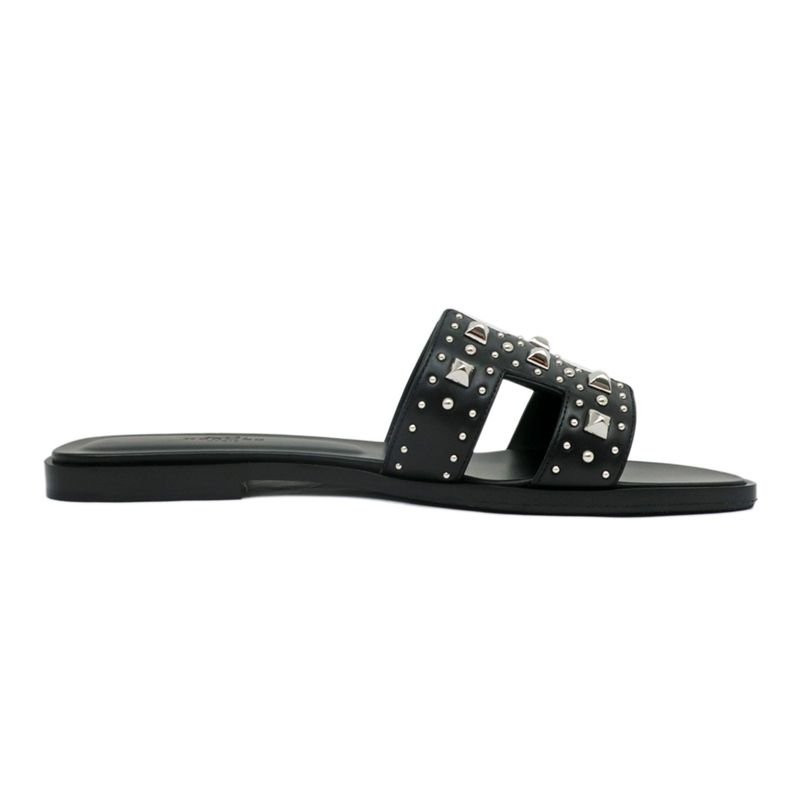Hermes Oran Studded Sandals Size 38 Black Apparel Shoes — view 2