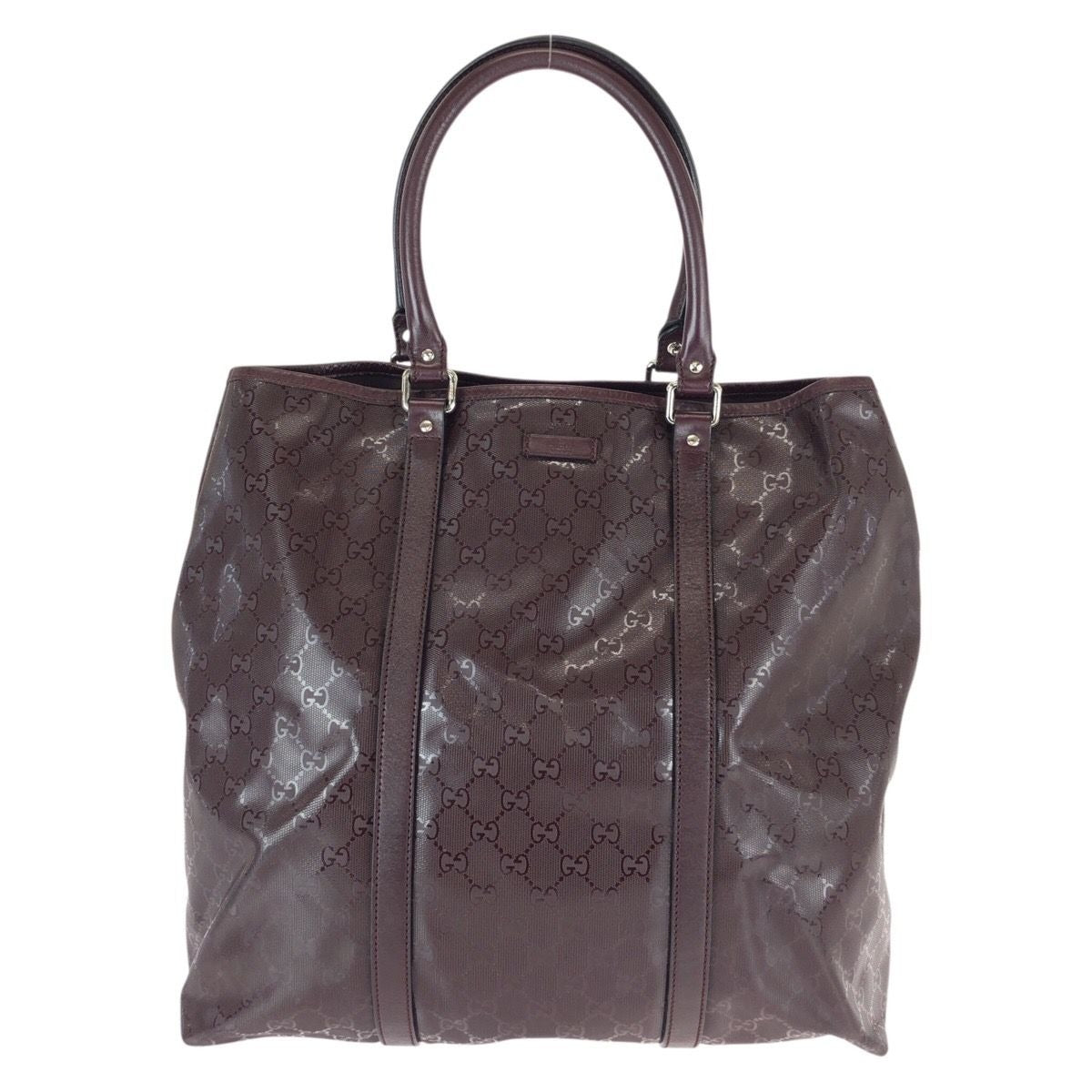 Gucci GG Supreme Wine Red Gold Silver Leather Tote