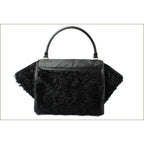 Celine Shoulder Bag Trapeze Wool Leather Black Gold Hardware — view 3