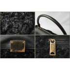 Celine Shoulder Bag Trapeze Wool Leather Black Gold Hardware — view 4