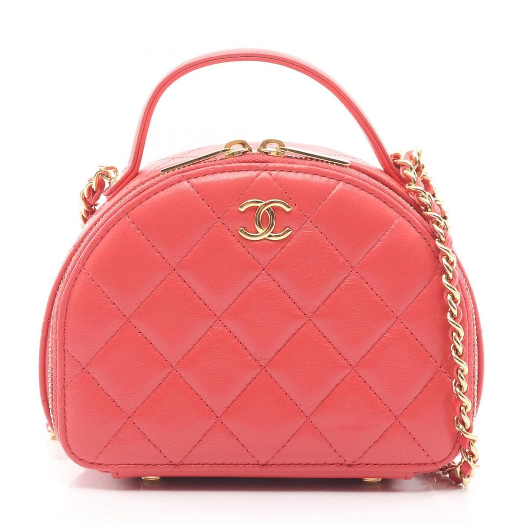 Chanel Shoulder Bag Quilted Red Lambskin