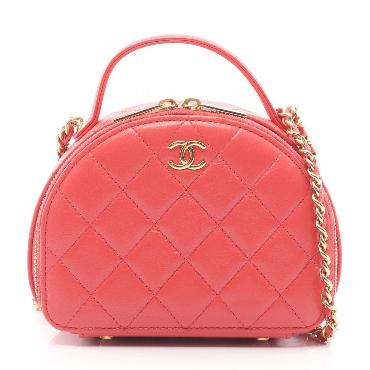 Chanel Shoulder Bag Quilted Red Lambskin