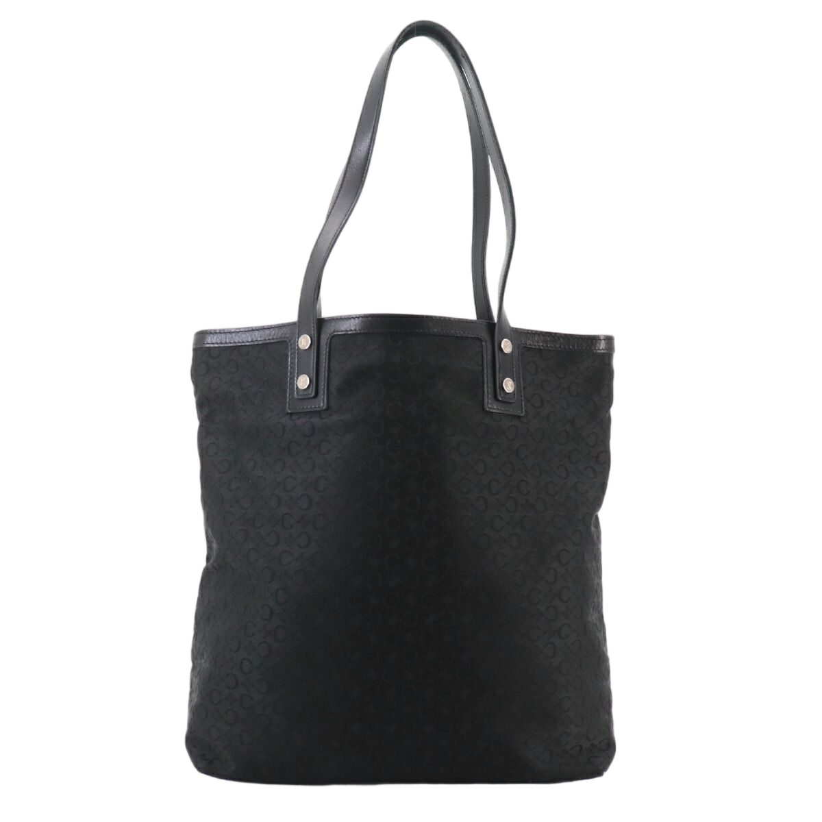 Celine Macadam Tote Canvas Leather Black Gold Vintage Logos