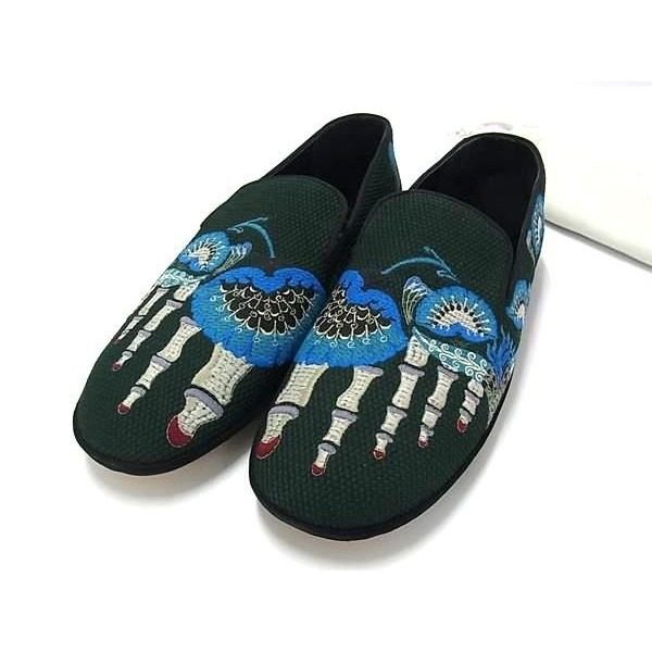 Loewe Canvas Slip on Flat Shoes 43 Green Blue