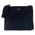 Prada Tessuto Triangle Logo Plate Black Silver Hardware Nylon Crossbody