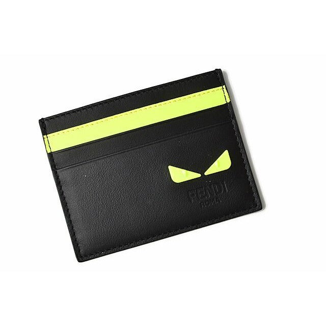 Fendi Card Case Business Holder Leather I See You Black Fluo Yellow — view 2