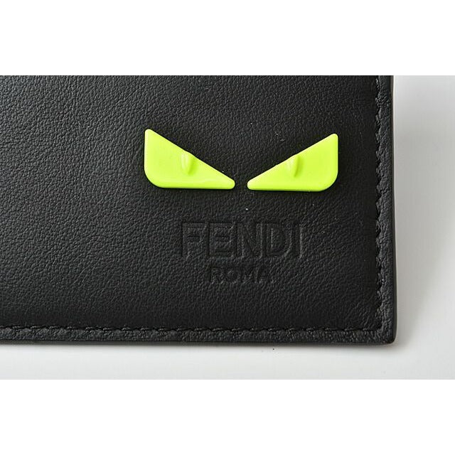 Fendi Card Case Business Holder Leather I See You Black Fluo Yellow — view 4