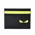 Fendi Card Case Business Holder Leather I See You Black Fluo Yellow