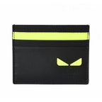 Fendi Card Case Business Holder Leather I See You Black Fluo Yellow