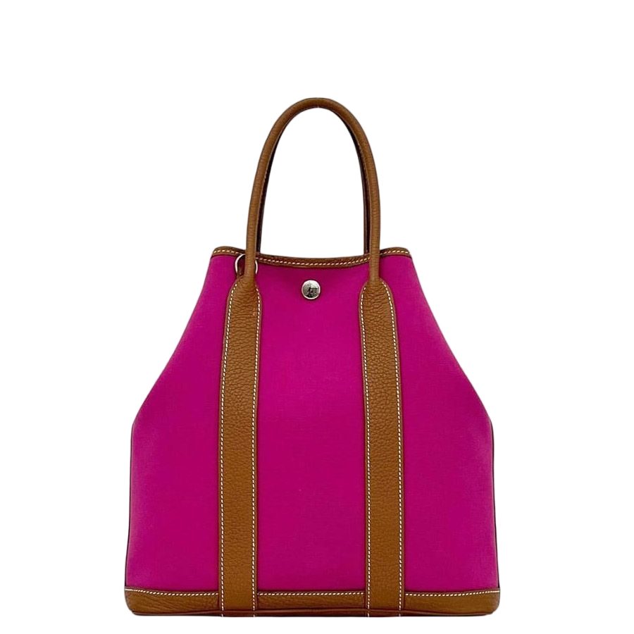 Hermes Tote Garden File PM Pink Brown Rose Purple Gold Palladium Handbag