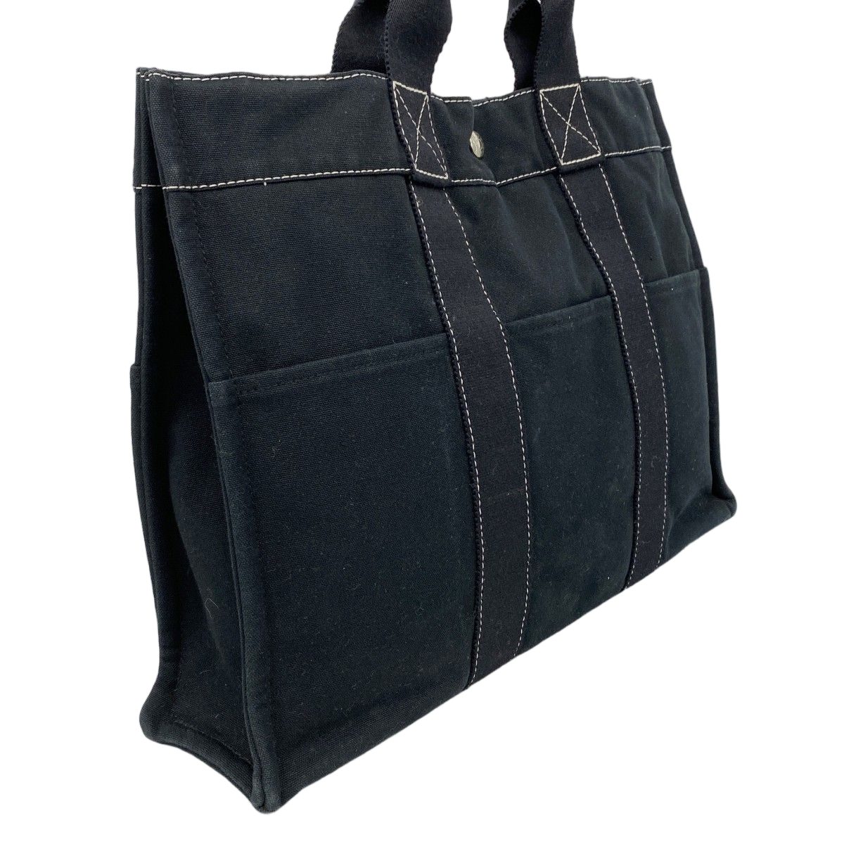 Hermes Tote Deauville MM Canvas Black Silver — view 2