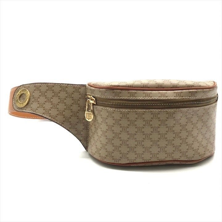 Celine Macadam Triomphe Waist Pouch Belt Bag Beige